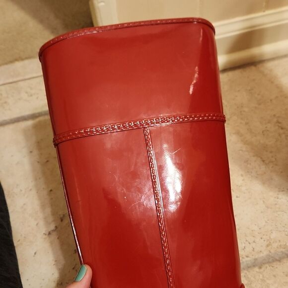 Michael Kors Women's Fulton Harness Red Tall Rubber Riding Boots Size 7 - Picture 7 of 14